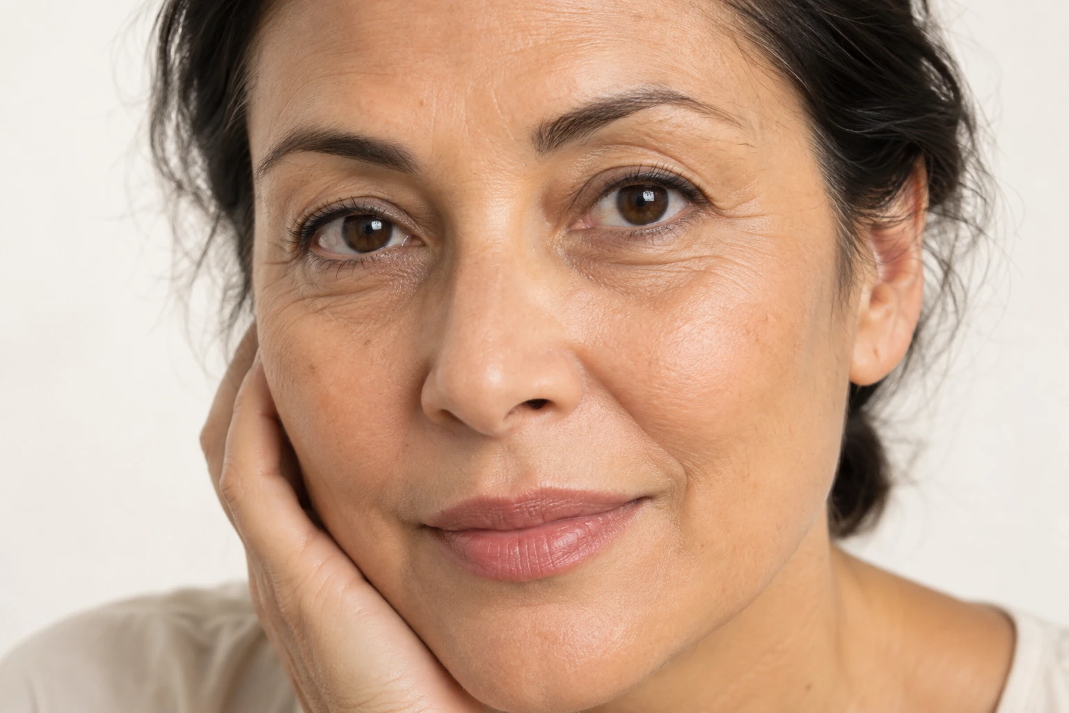 Illustrative close-up of naturally hooded, tired-looking eyes
