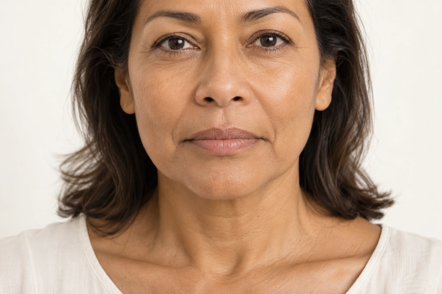 Illustrative close-up of naturally downturned mouth corners