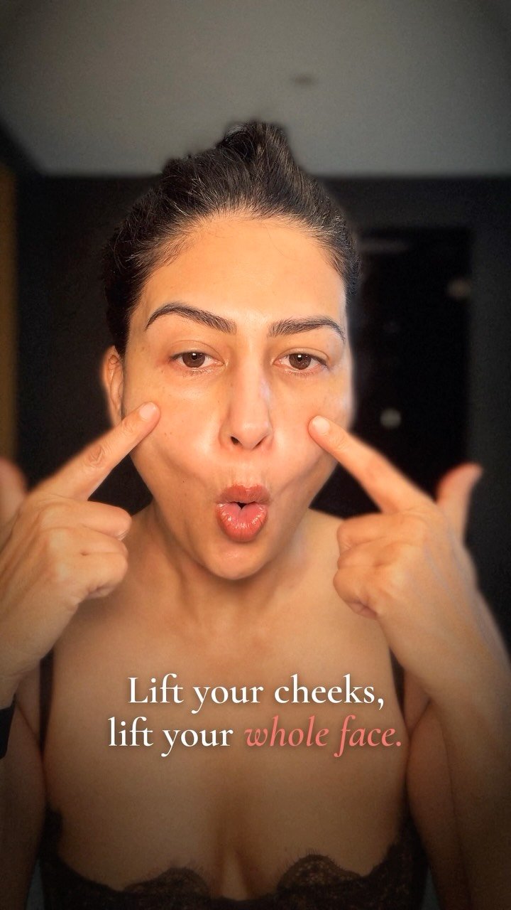 One face yoga move I do every day: 3 sets of 10 reps to activate and lift the zygomatic muscles, the muscles that help c